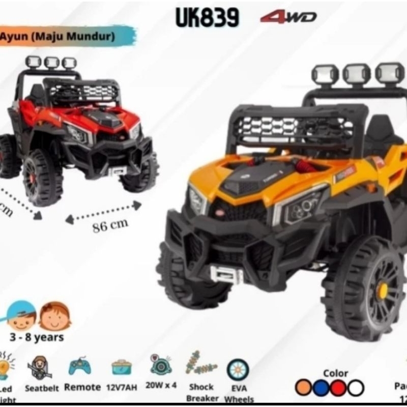 Mobil Aki Mainan Anak / Unikid Mobil Jeep Uk 839 / Mobil Accu