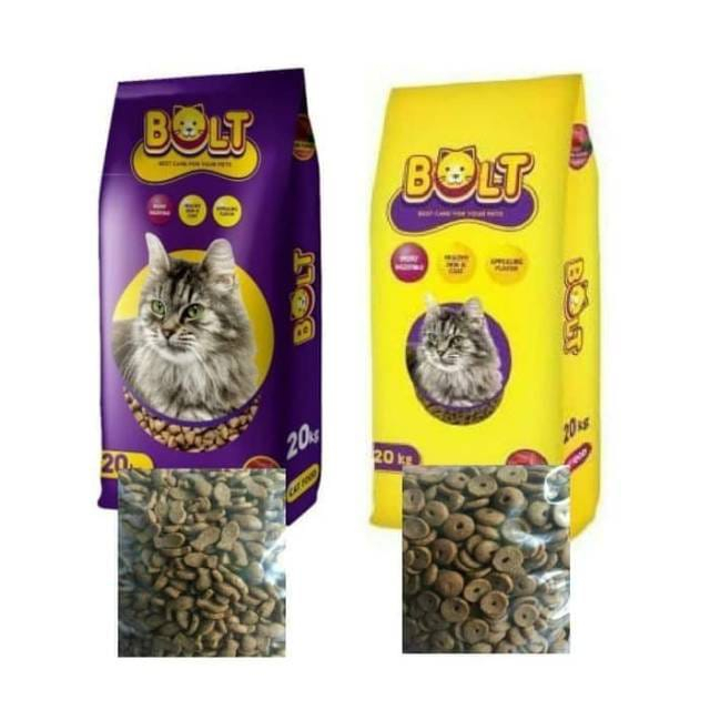 Bolt Cat 1 karung 20kg Makanan Kucing Murah Bolt Bentuk Ikan & Donut 20kg