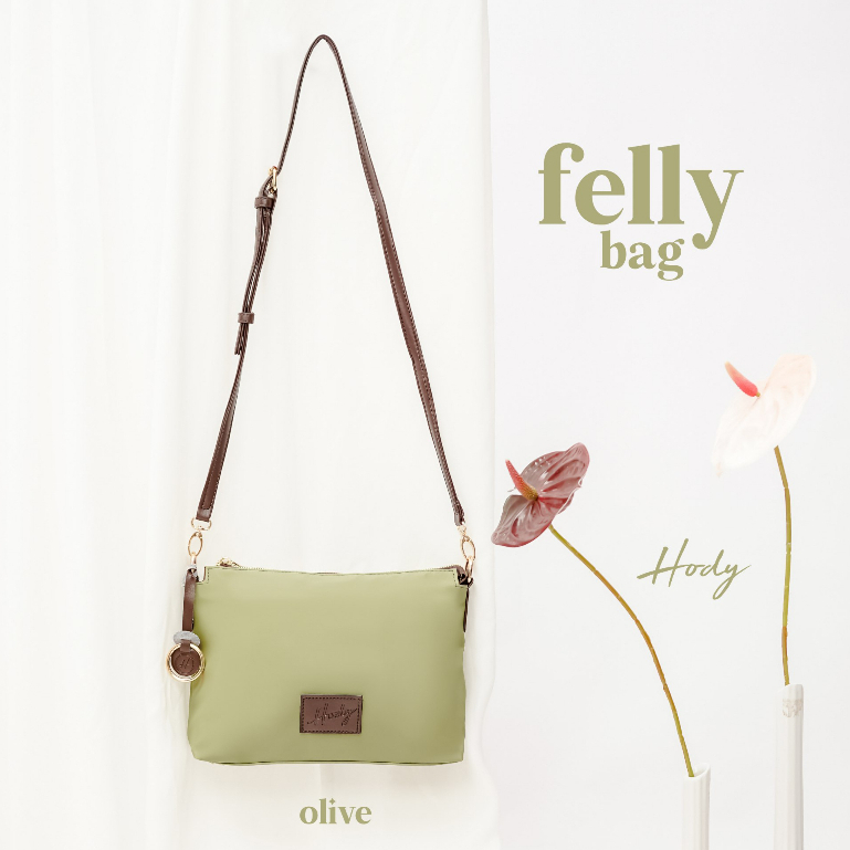 Tas Wanita Selempang Kekinian HODY Felly Bag Sling Bag Premium Waterproof Olive Hijau Muda