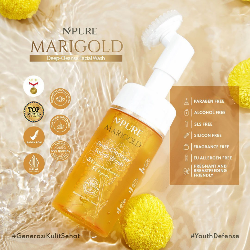 NPURE Face Foam/Wash Marigold Series (Anti Aging Facial Wash) 100 ml - Skincare Pembersih Wajah BPOM