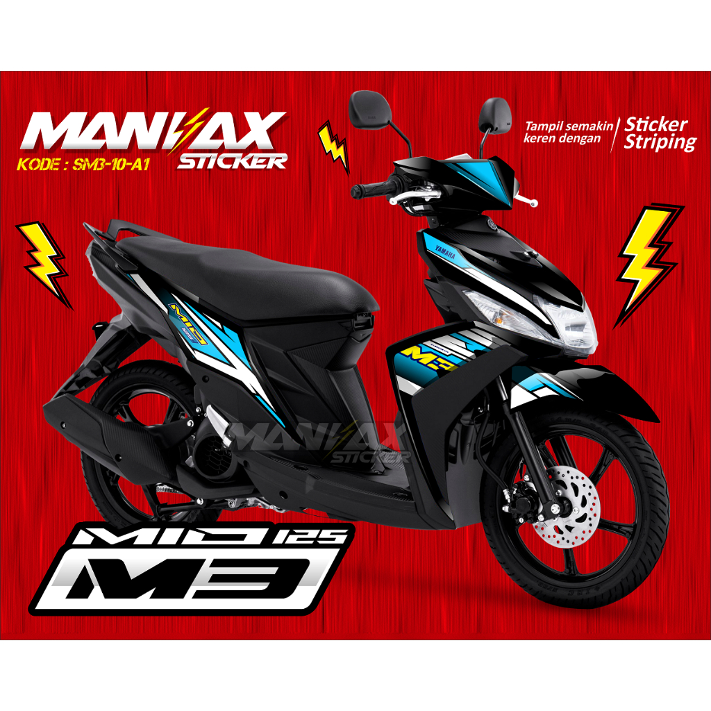 Stiker Sticker Striping Variasi Lis Mio M3 - Striping Hologram Mio M3 Biru - Kode SM3