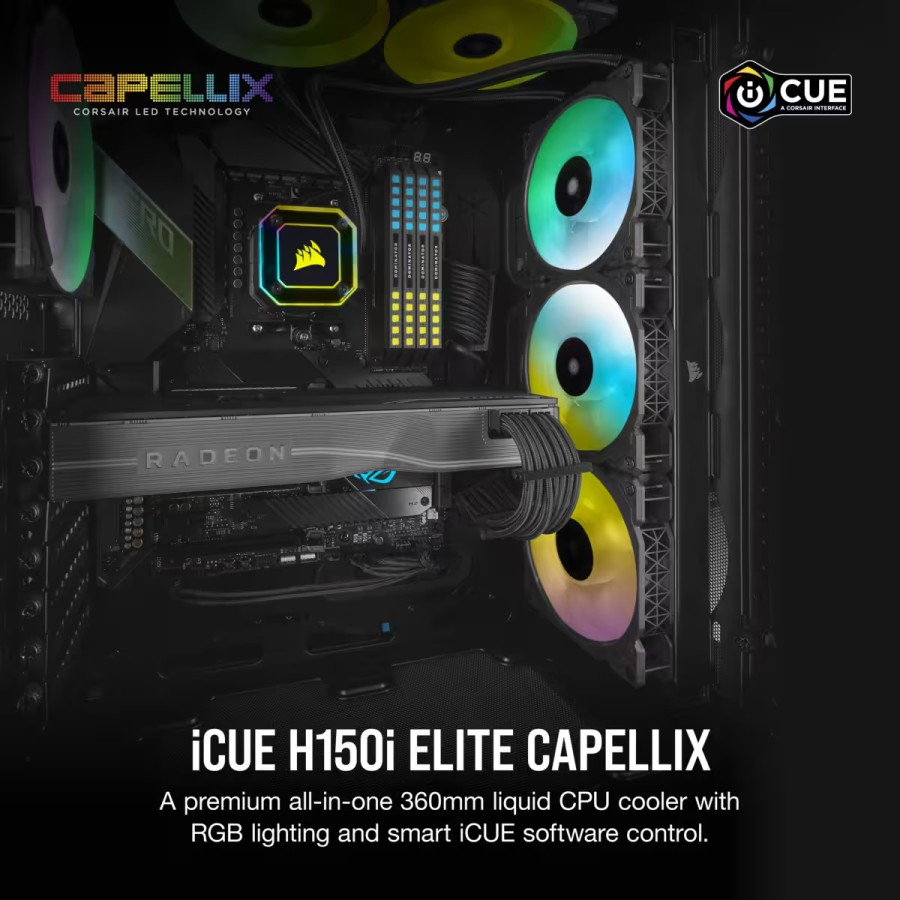 Corsair iCUE H170i Elite Capellix Black Liquid Water Cooler AIO 420mm