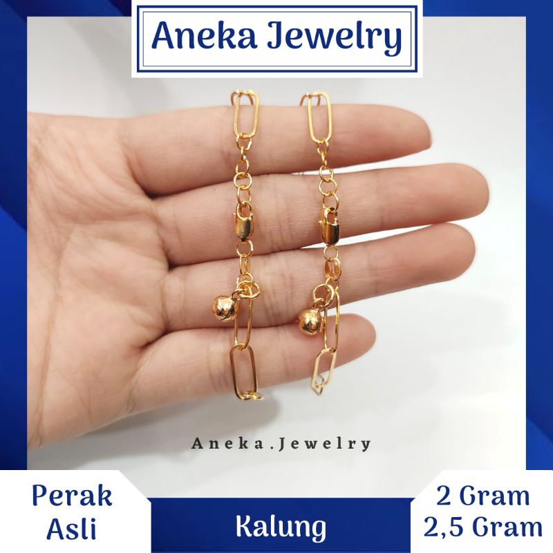 Gelang Paper Clip Variasi, Perak 925, Sepuh Emas Kuning