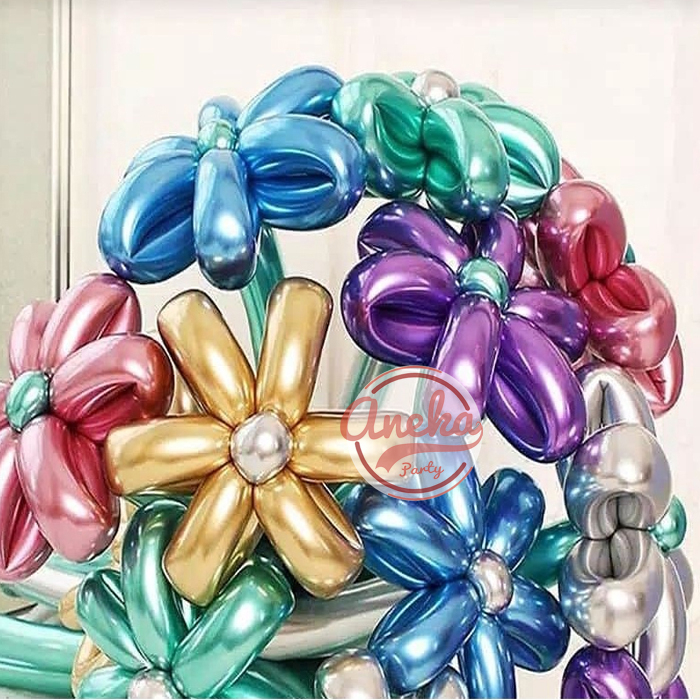 balon latex twist chrome ecer / balon pentil chrome / balon cacing chrome