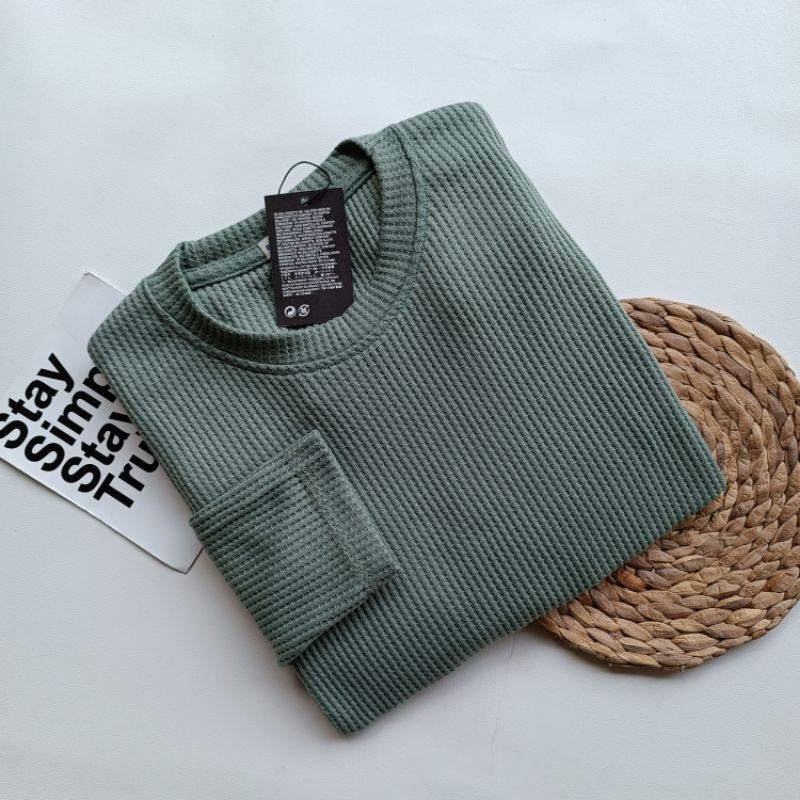 KAOS WAFFLE UNIQLO / KAOS POLOS / KAOS LENGAN PANJANG / KAOS RIB / KAOS CJ