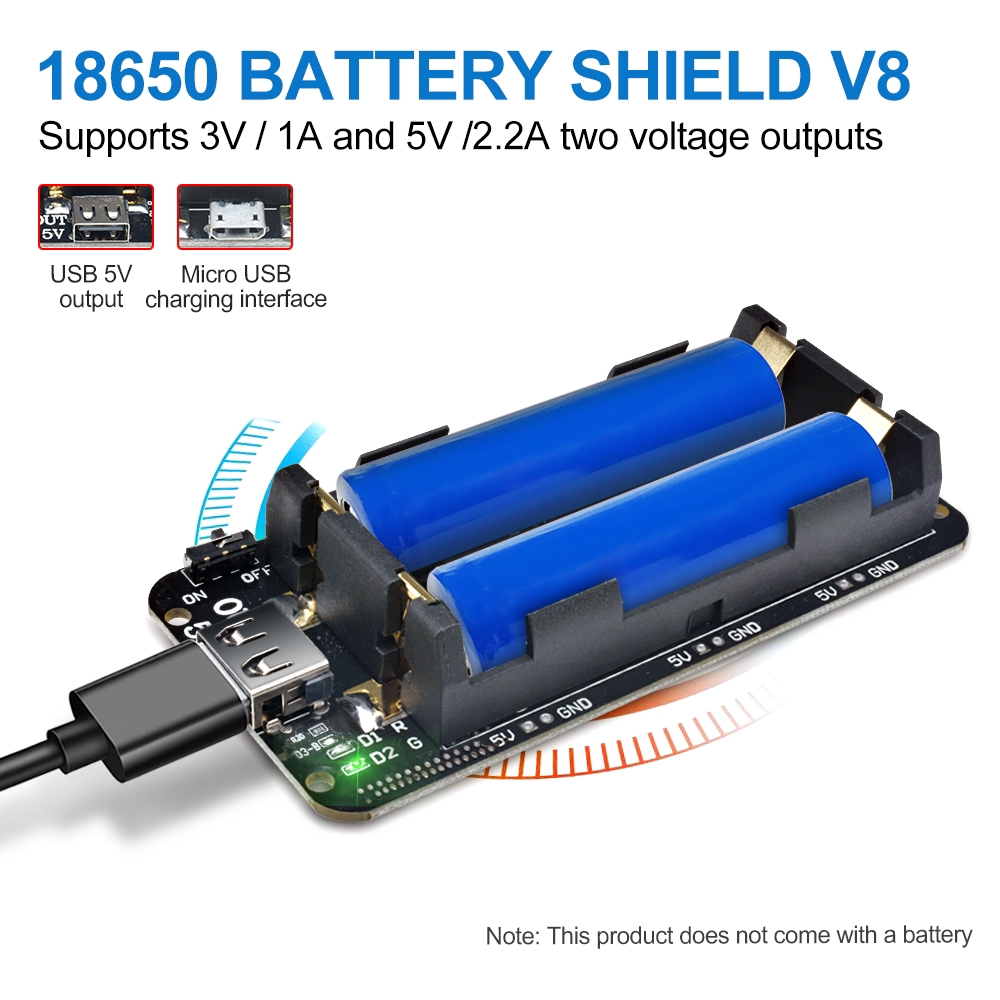 2 Slot 18650 ESP8266 ESP32 Battery Shield Case USB Power Supply Lithium Charger Module