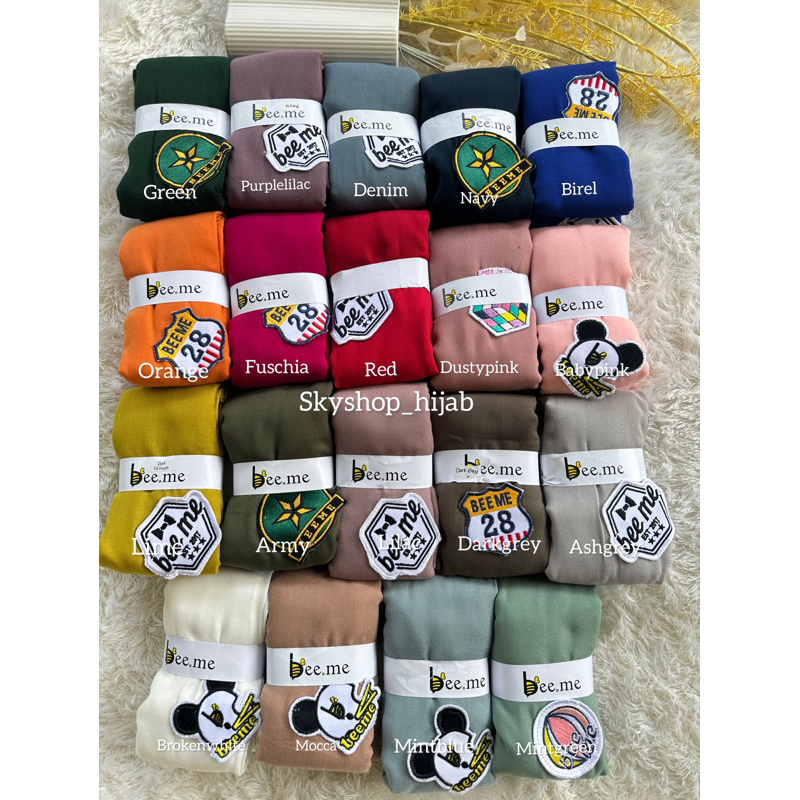 HIJAB BEE.ME SERIES PATCH-KERUDUNG SEGIEMPAT SIZE 115x115CM JILBAB POLOS