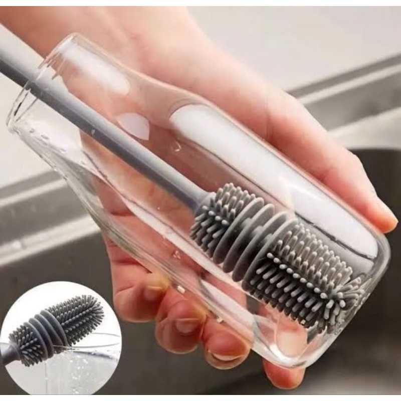 Sikat Botol Gelas Silikon Bottle Silicone Brush Gagang Panjang