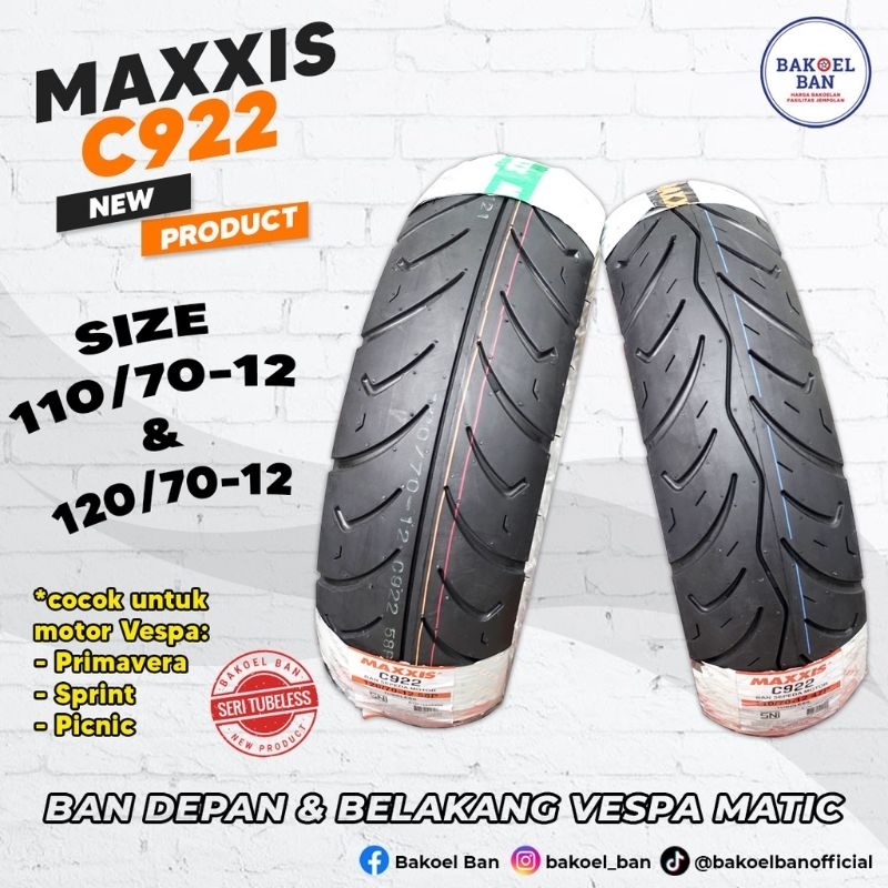 BAN MAXXIS C922 110/70 120/70 RING 12 - BAN MAXXIS VESPA SCOOPY 110 70 120 70 RING 12  BAN TUBELESS SCOOPY VESPA MAXXIS RING 12