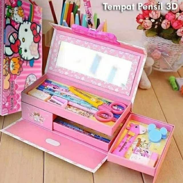 

Cewek / Cowok Kotak Pensil KODE 3D Hologram Karakter BT21 / Tempat Pensil Fancy 3 Susun / Pensil