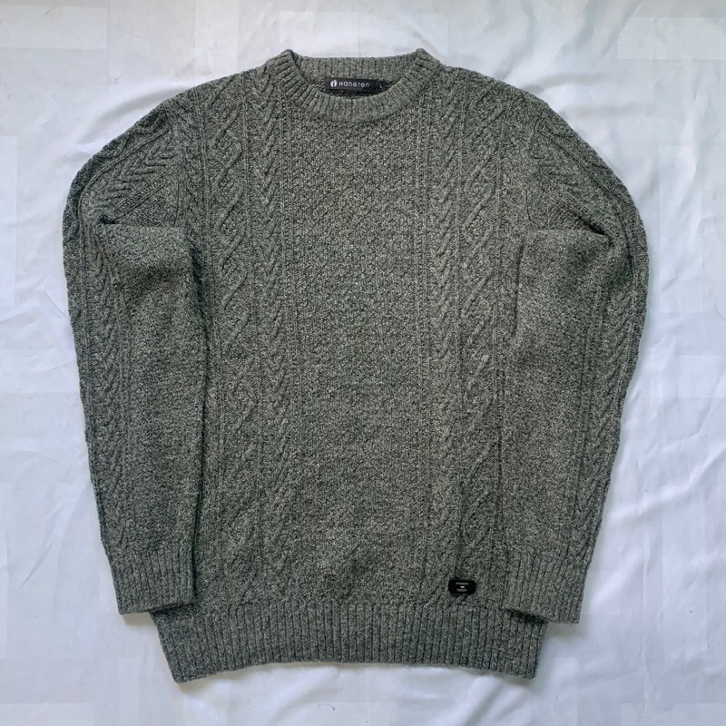 Hangten Cable Grey Knitwear Sweater
