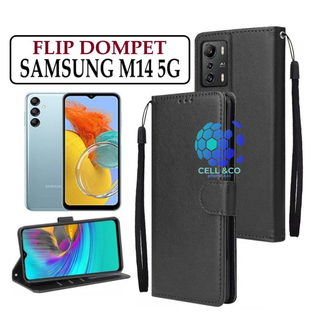 FLIP COVER SAMSUNG GALAXY M14 LEATHER WALLET PREMIUM FLIP CASE BUKA TUTUP KESING HP CASING FLIP CASE WALLET