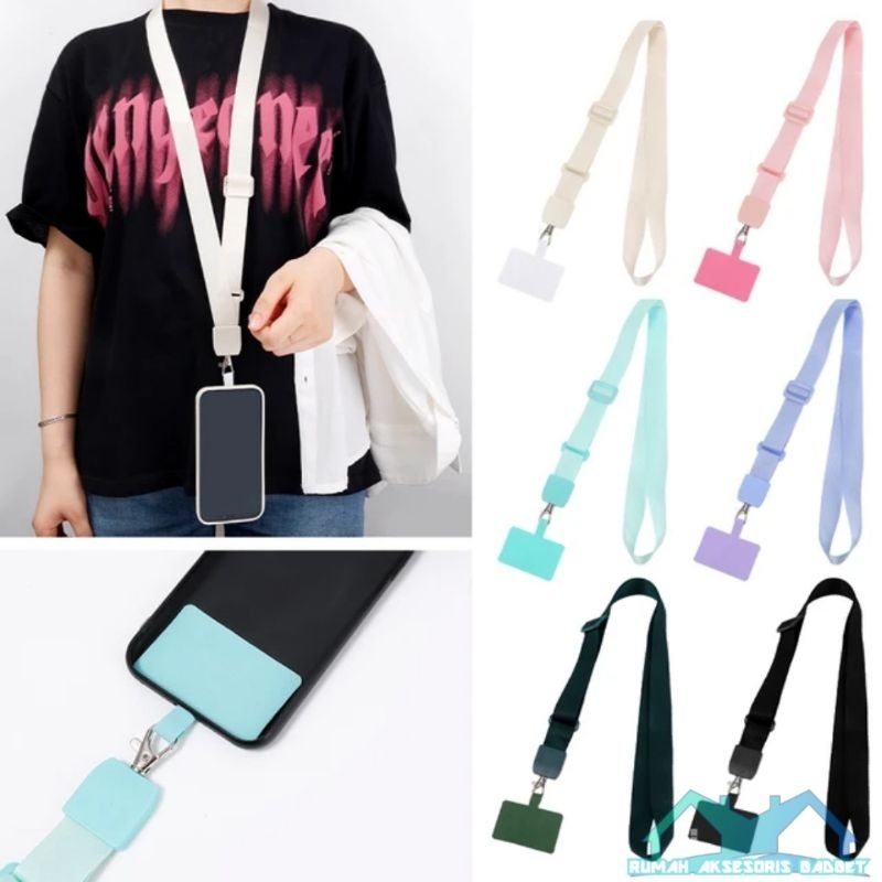 (Crossbody Tebal Full Nilon) Tali gantungan kalung Hp lanyard strap id nama kunci bisa panjang pendek Korea k-pop