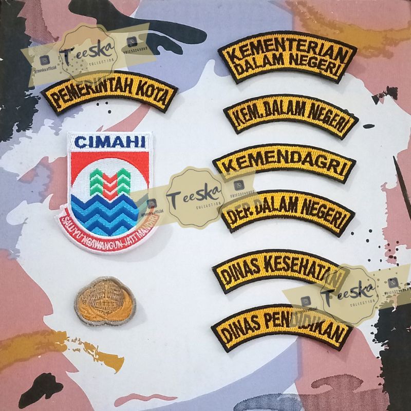 Set bet / badge Seragam  PDH Khaki PNS Pemerintah Kota Cimahi Provinsi Jawa Barat
