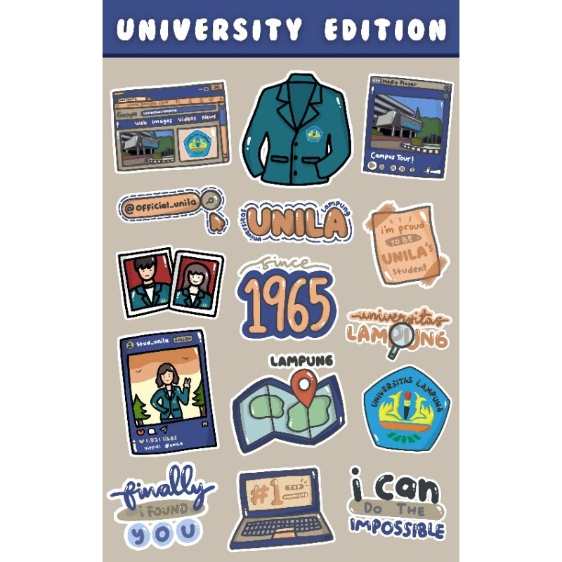 

[15 PCS] STIKER UNILA (UNIVERSITAS LAMPUNG) LUCU MURAH GLOSSY