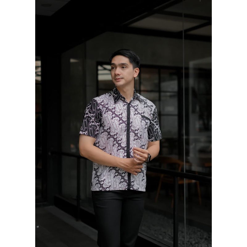 BATIK PRIA HITAM MANIS MOTIF SENO LEMBUT