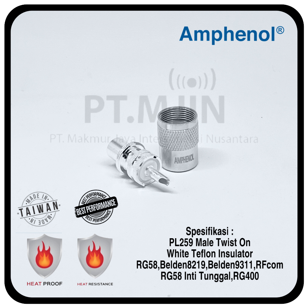 Konektor Pl259 Male Rg58 Amphenol Insulator Teflon Tahan Panas