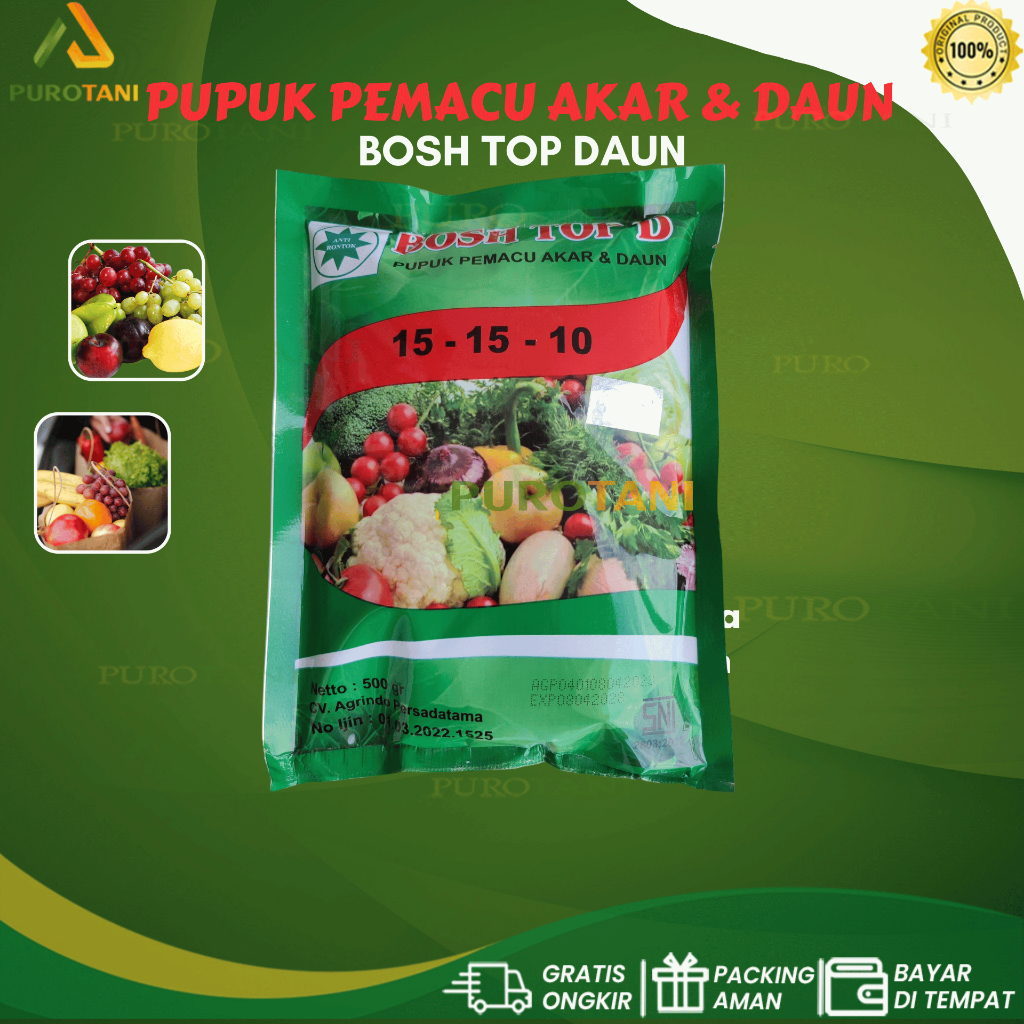 Pupuk Pemacu Akar &amp; Daun BOSH TOP D Boshtop D 500gram NPK 15-15-10