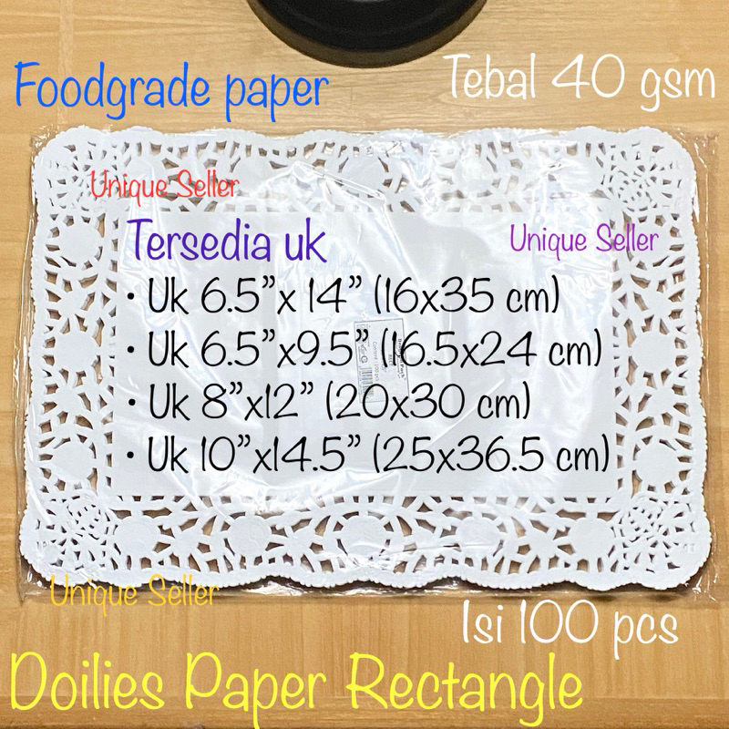 [100 pcs] Doilies Paper Kotak Rectangle 16.5x24 16x35 20x30 25x36.5 cm / Kertas Alas Renda Doily Doyly Paper 16.5x24cm 16x35cm 20x30cm 25x36.5cm / Paper Doilies 6.5”x9.5” 6.5”x14” 8”x12” 10”14.5” / Alas Kertas Renda Undangan 16,5x24 25x36,5 cm