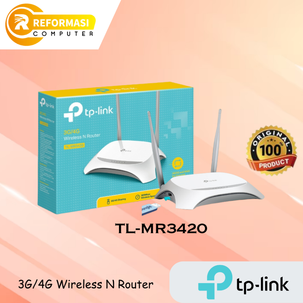 TP-LINK TL-MR3420 , Router 3G/4G Dua Antena