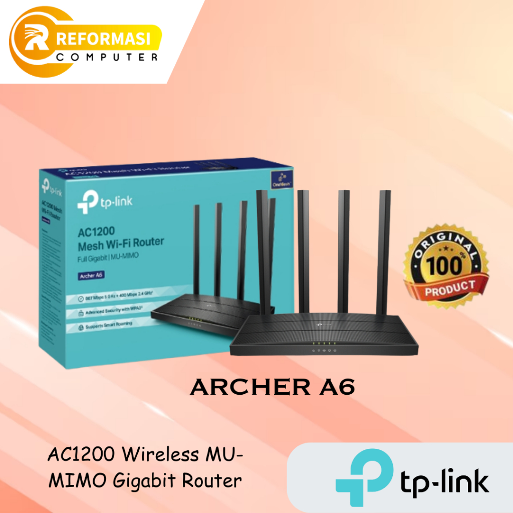 TP-Link Archer A6 AC1200 Wireless MU-MIMO Gigabit Router AC1200