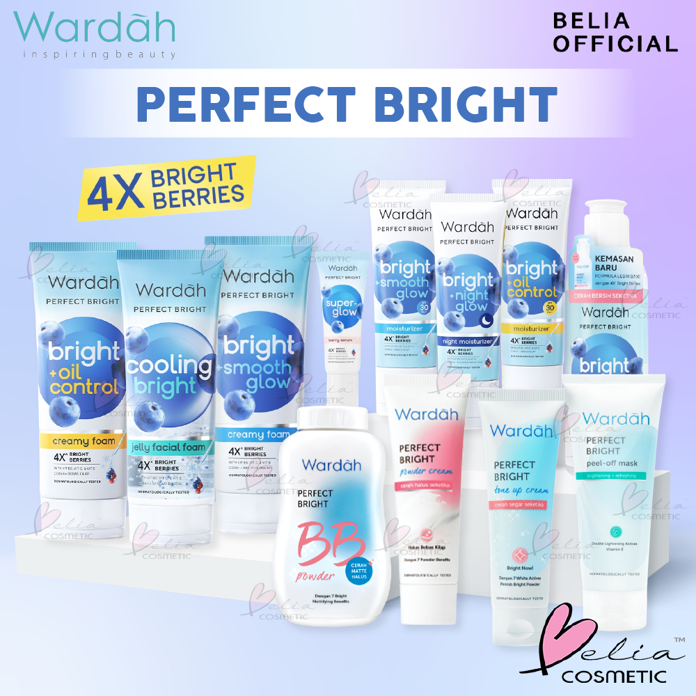 ❤ BELIA ❤ WARDAH Perfect Bright Series | Creamy Foam Moisturizer Tone Up Peel Off Powder Micellar BB | Bright Night Glow Moisturizer