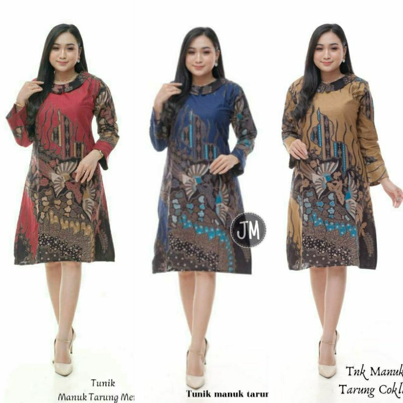 TUNIK BATIK ATASAN WANITA SERAGAM KANTOR UKURAN M L XL XXL XXXL JUMBO