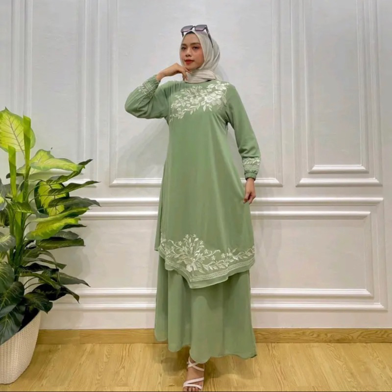 GAMIS MELAYU ROSE BORDIR RUNCING PEKANBARU