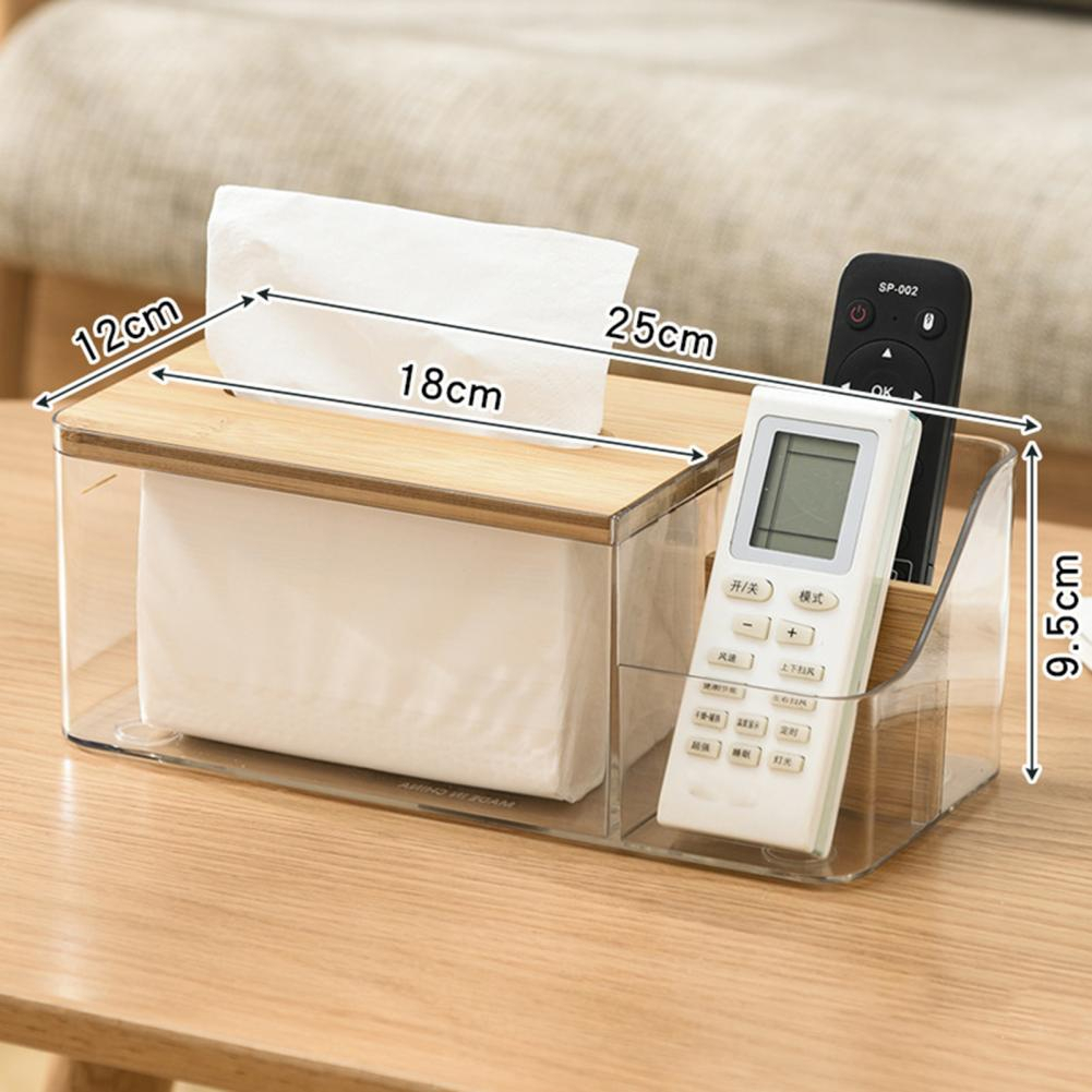 Kotak Tisu Kayu Serbaguna Tissue Box Organizer 25x12x9.5cm - KE25 - Transparent