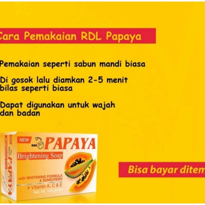 SABUN PEPAYA RDL 135GR 100% ORIGINAL ASLI [BPOM] Sabun Pepaya Asli Ori