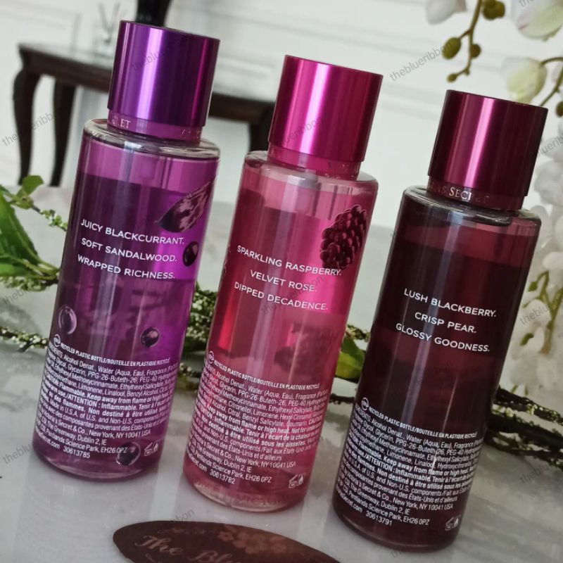 VICTORIA SECRET EXOTIC COLLECTION BODY MIST ( MERLOT PEAR , BERRY SANTAL , RUBY ROSE )