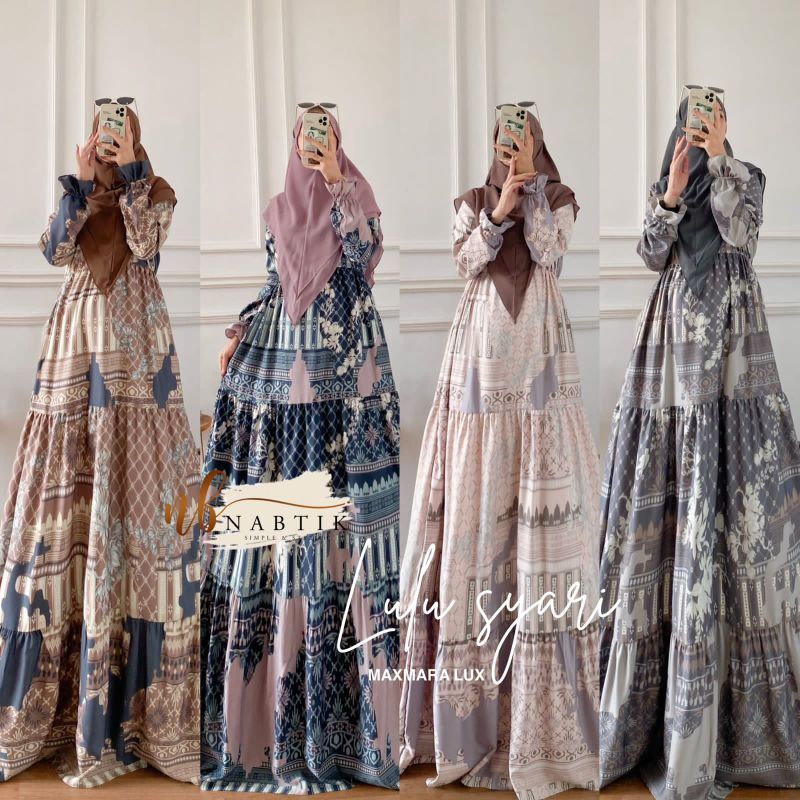 lulu syari + vina gamis nabtik ready murah