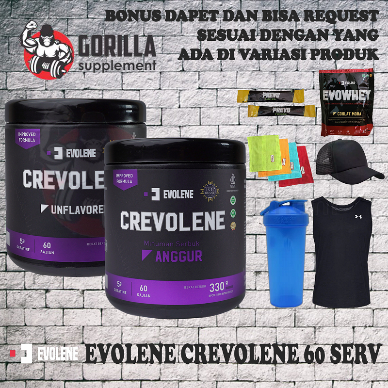 CREVOLENE 300 Gram Creatine Evolene CREAVOLENE BPOM Kreatin kretin Suplemen Fitness Whey Protein Evolene Whey isolene Original  GorillaSupplement