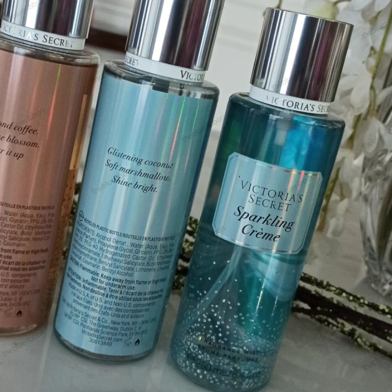 VICTORIA SECRET SPARKLING COLLECTION BODY MIST ( AMARETTO FIZZ , SPARKLING CREME )