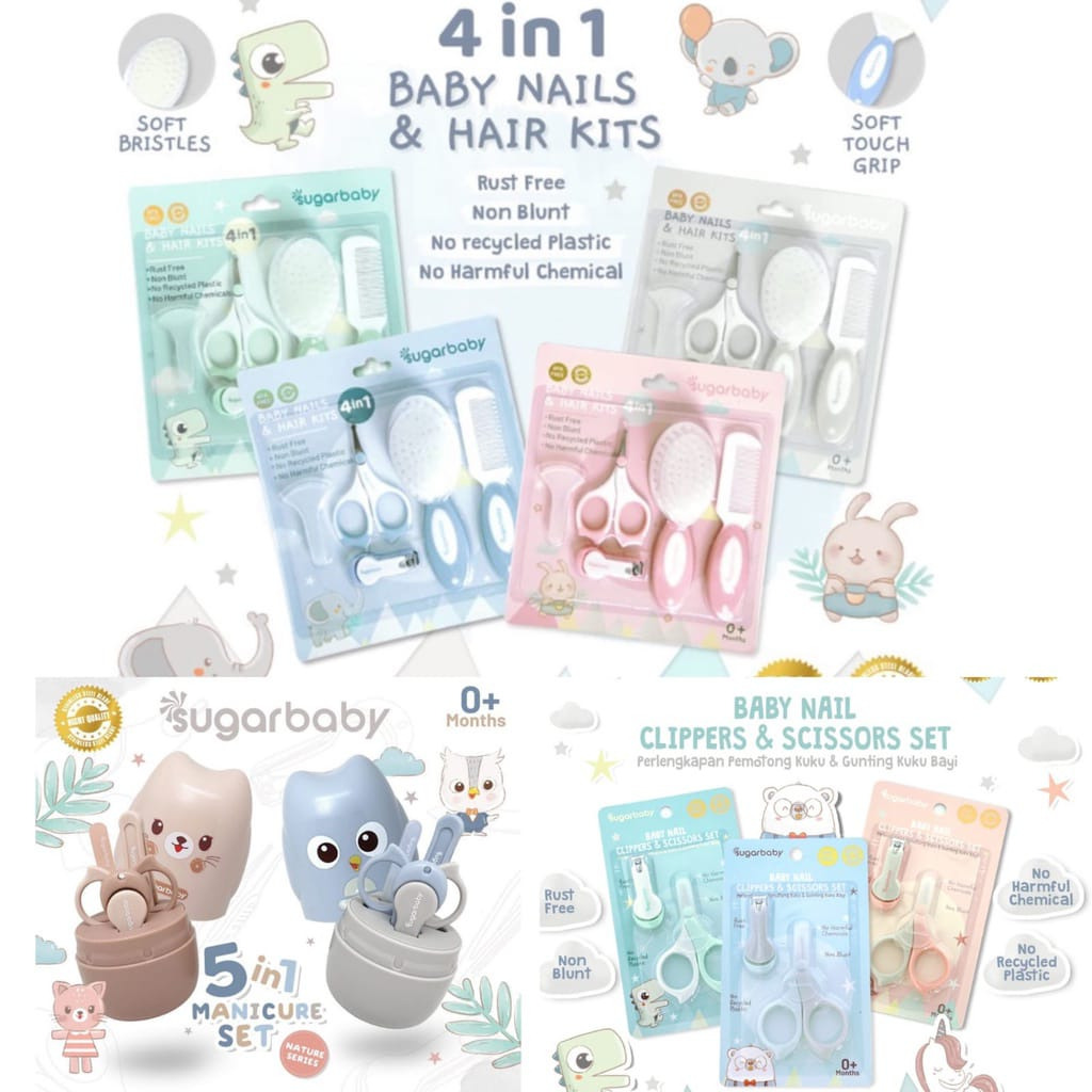 Sugar Baby Manicure 4in1 Baby Nail &amp; Hair Kits (Perlengkapan Perawatan Kuku dan Rambut Bayi 4in1) Sugarbaby