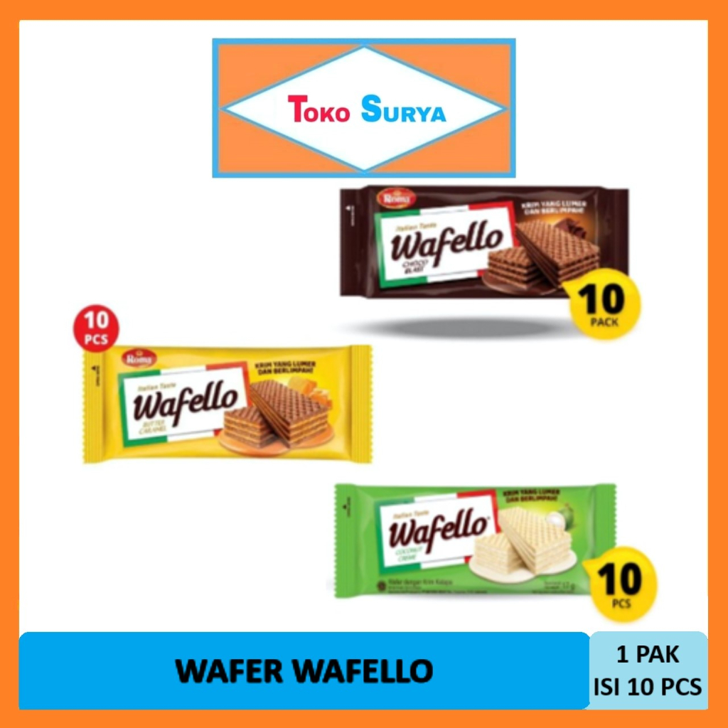 Wafello Wafer Roma Choco/Coconut Creme/Butter Caramel 10 x 17 Gr