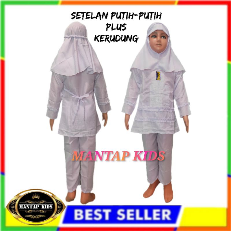 baju muslim setelan putih anak perempuan