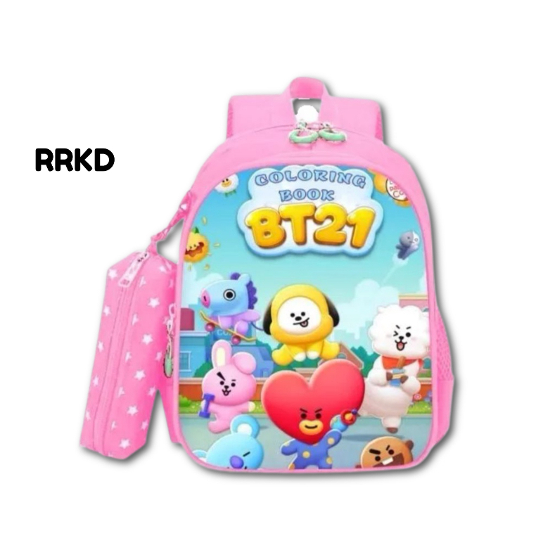 Tas punggung ransel anak sekolah perempuan kelas TK SD PAUD karakter lucu BT21