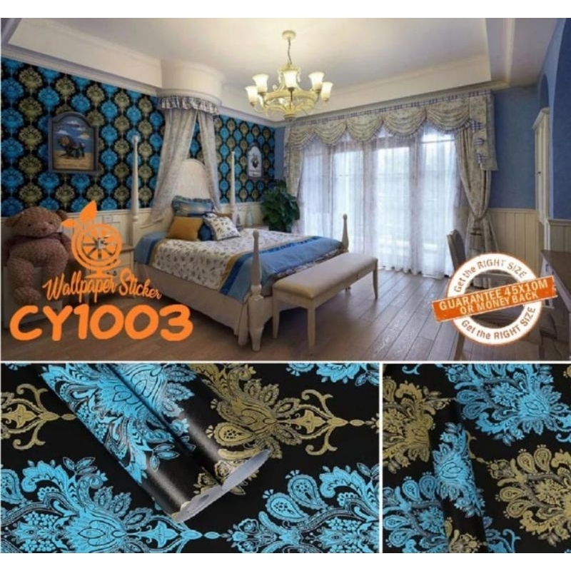 Wallpaper stiker dinding motif batik 45cmx10m motif cy1003/gh146 embos polos