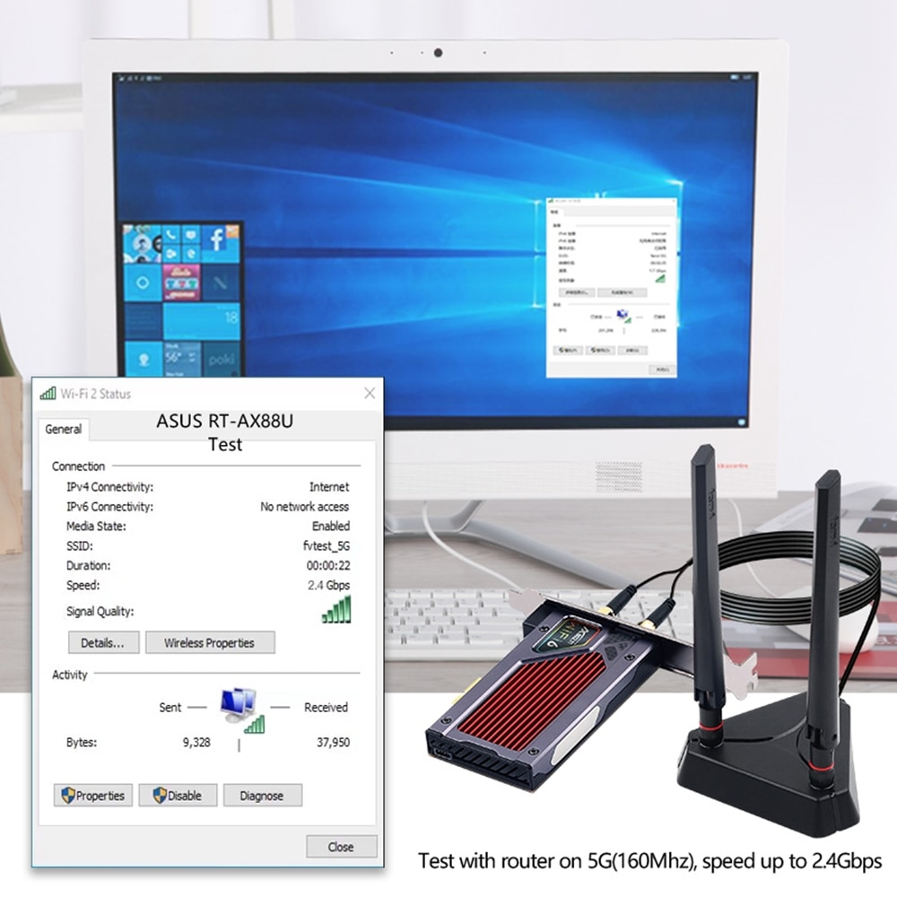 Fenvi FV-AXE3000 Intel WiFi 6E AX210 Tri-band 2.4G/5G/6Ghz 5374Mbps Bluetooth 5.3 PCIe RGB