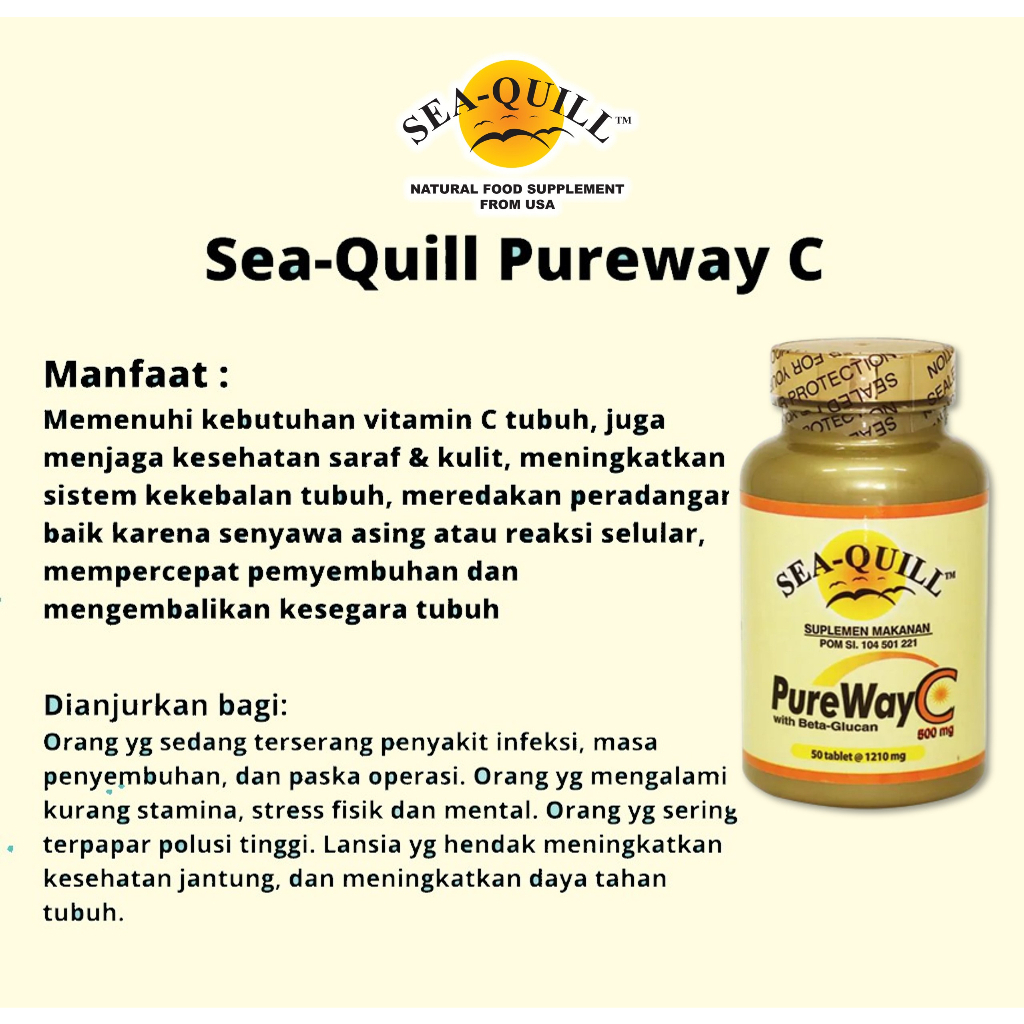 [BPOM] Sea-Quill Pureway C ISI 30 Tablet / Sea Quill Pureway-C / Seaquill Vitamin C / Vitamin Daya Tahan Tubuh / MY MOM