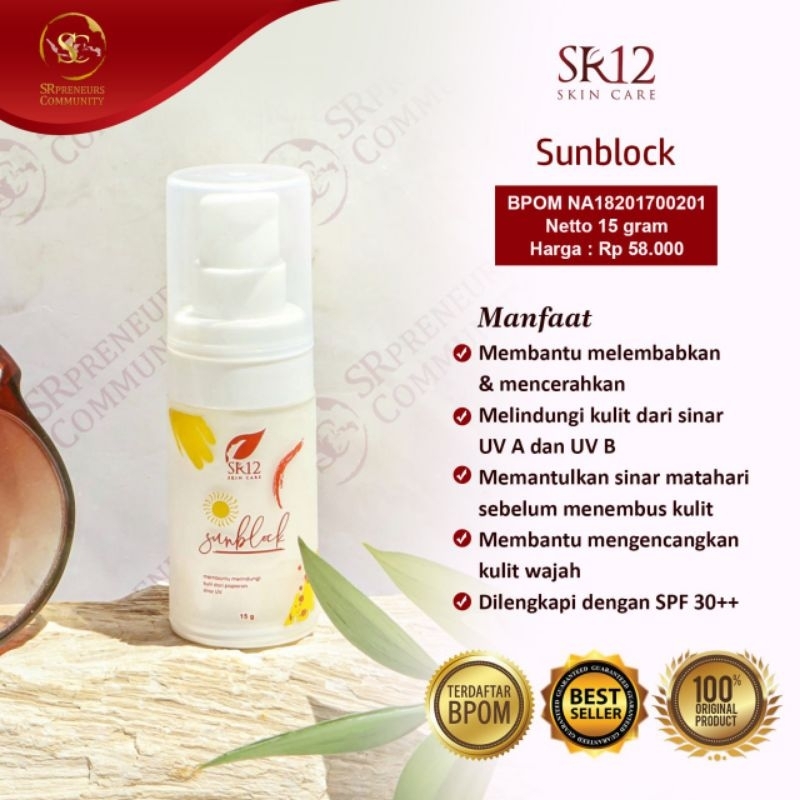 SR12 SUNBLOCK / SUNBLOCK SPF 30++ / SUN BLOCK WAJAH BPOM / SUNBLOCK ANAK / SUNBLOCK IBU HAMIL & MENY