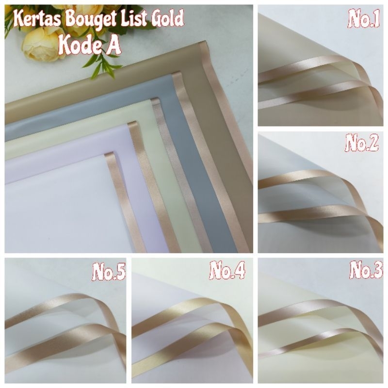 

5 Lembar Kertas Buket List Emas Cellophane List Gold Kertas Buket Bunga Flower Wrapping Paper