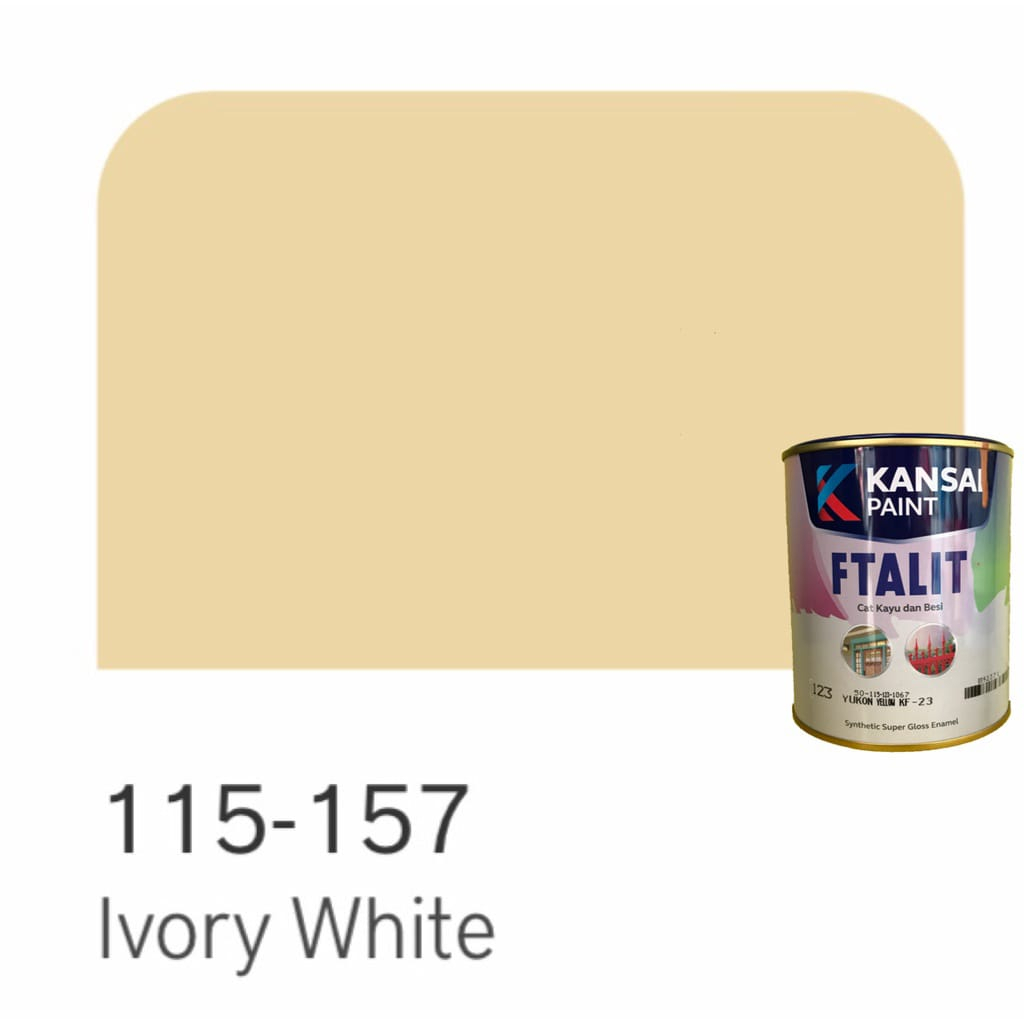 Cat Kayu dan Besi Kansai Paint Ftalit Warna Glos 1kg 115 - 157 Ivory White