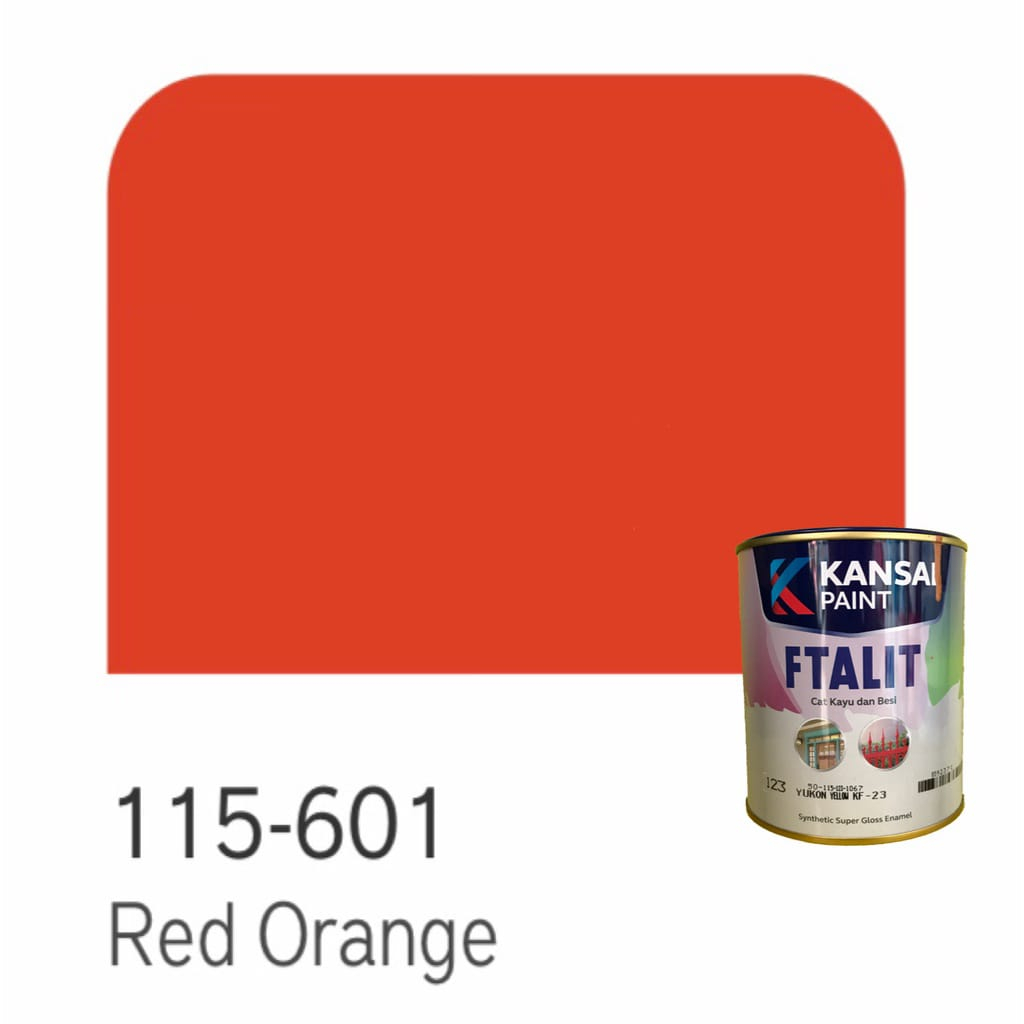 Cat Kayu dan Besi Kansai Paint Ftalit Warna Glos 1kg 115 - 601 Red Orange