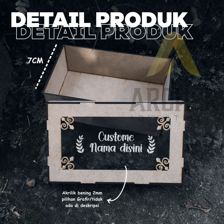 BOX CUSTOM MDF + AKRILIK BENING 2 MM CUSTOM NAMA ATAU BRAND ANDA