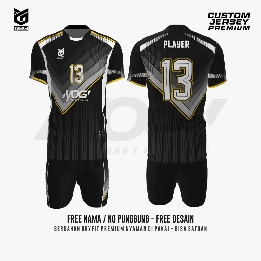 JERSEY SATUAN BLACK GREY VICTORY - READY STOCK [ BISA SABLON NAMA / NOMOR / SPONSOR | ATASAN BAJU VO