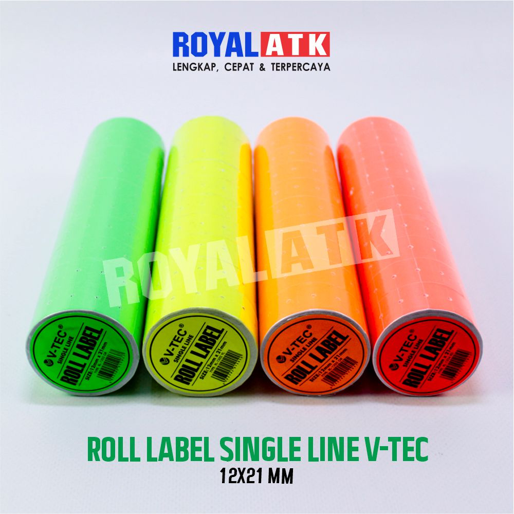 

Kertas Stiker Label Harga / Label Roll V-tec 1 Baris Ukuran 12x21mm