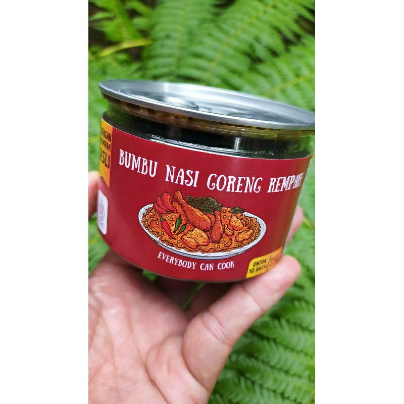 

Bumbu NasGor Rempah Asli Komplit untuk sajikan nasi goreng istimewa tanpa penambahan bumbu lainnya. Berat 275gr untuk penyajian 10 porsiPemakaian bumbu kaleng utk 10 porsi yg setara dg :600 gr beras basmati atau 1000gr beras lokal