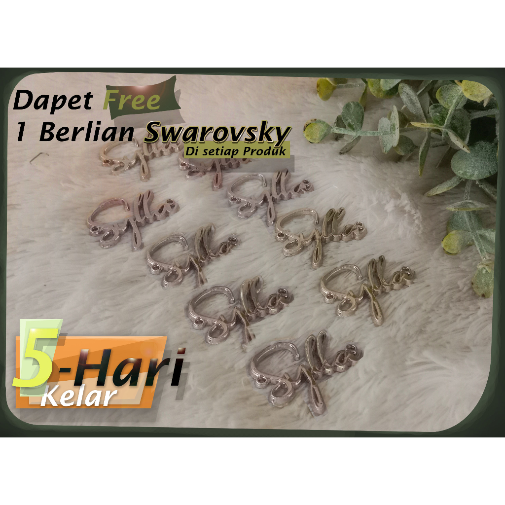 Label plat hijab custom alloy desain sendiri Bandung harga murah aksesoris kerudung jilbab bros bisa